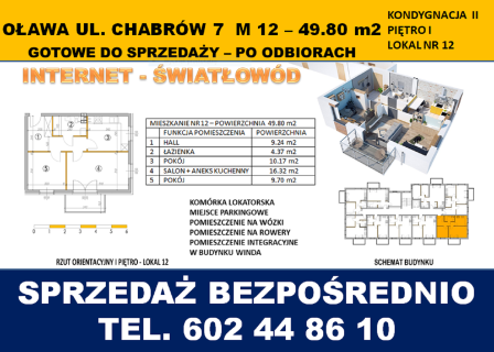 Mieszkanie 3 pokoje Oława ul. Chabrów - winda - balkon
