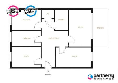 4 pokoje 62.70m2 do aranżacji/Suchanino/Okna PCV