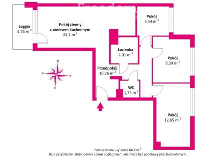 4 pokojowe ustawne mieszkanie 68,6 m2 w Piasecznie