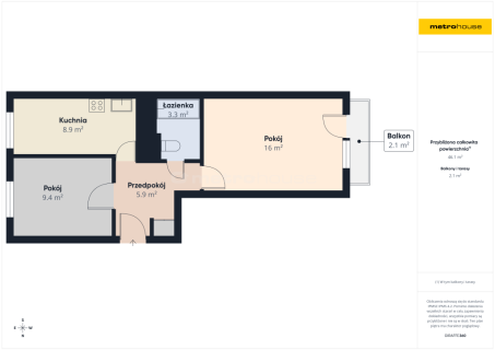 2 pokoje, 45 m2, balkon, Oświęcim, Osiedle Błonie
