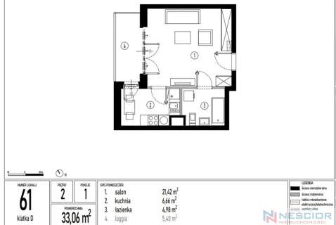 Na sprzedaż mieszkanie 33,06m2 Stan deweloperski