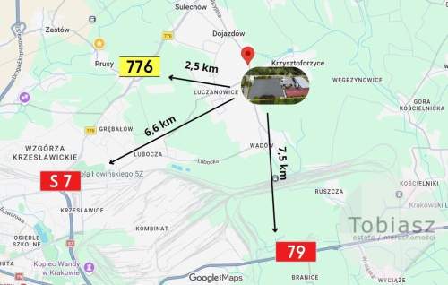 Działka usługowa z magazynem, biurami 6km od S7