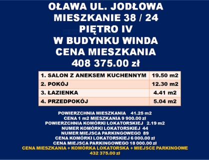 Oława2 pokoje-IV piętro-41,25 m2-balkon-winda-po odbiorach