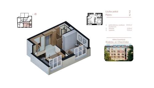 DWA POKOJE, STAN DEWELOPERSKI, KROWORZA 32,06 M2