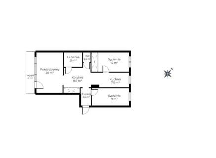3 pokoje SWPdL Zaspa Loggia 61,7 m