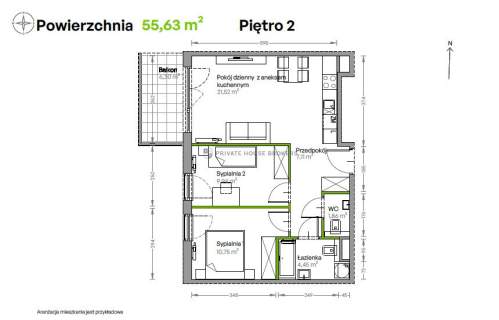 Mieszkanie na sprzedaż, 55,63 m2, Kraków