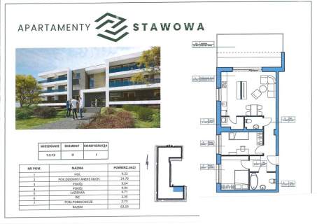 Gotowy nowy apartament z dużym zielonym tarasem.