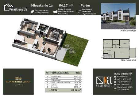 NOWE - 4 pok. mieszkania 63 m2, balkon, parking 