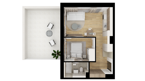 Mieszkanie 2 pokojowe, 39,12m2, I piętro, duży balkon