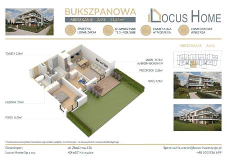 Mieszkanie 3-pokojowe Katowice ulica Bukszpanowa