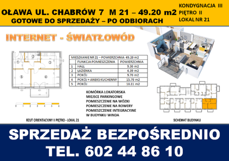 Mieszkanie 3 pokoje Oława ul. Chabrów - winda - balkon