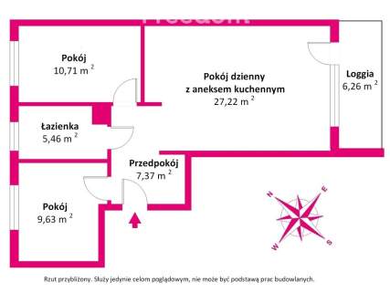 3 pokoje - 60,39 m , 1 piętro , loggia , garaż