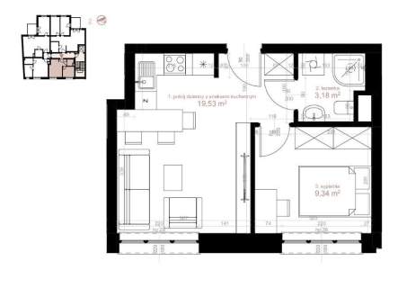 DWA POKOJE, STAN DEWELOPERSKI, KROWORZA 32M2