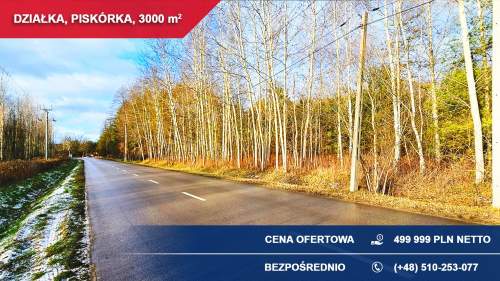 Działka budowlana 3000 m PRZY LESIE   Piskórka, gm. Prażmów