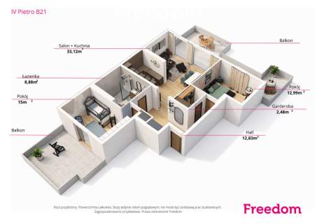 Apartament na ostatnim piętrze z dużym tarasem