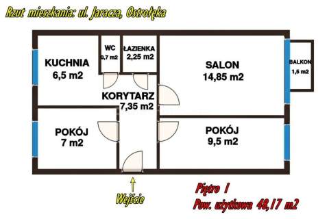 Mieszkanie 48 m , 1 piętro ul.Jaracza, Ostrołęka