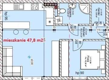 Bezczynszowe 1 piętro 47,60 m2 z balkonem