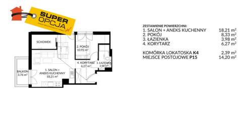 Mieszkanie 2 pokoje, kameralne osiedle
