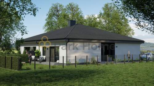 Parterowy dom w zabudowie bliźniaczej. Karolewko.