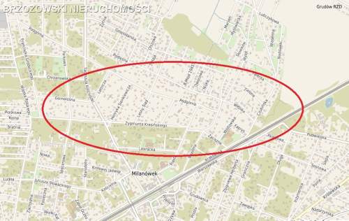 Milanówek, rejon ul. Podgórnej, MPZP, wolnostojąca