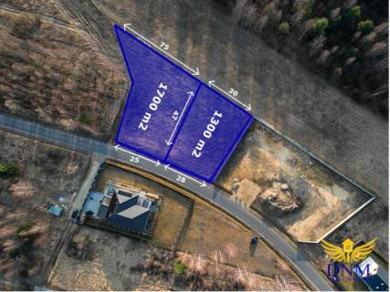 2 działki pod zabudowę jednorodzinną z WZ - 1300 m2 i 1700 m2...
