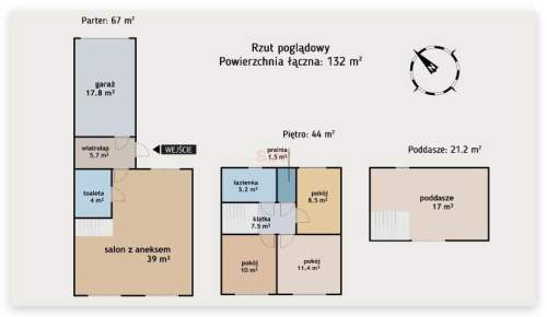 Dom w zabudowie szeregowej - 40m2 salonu - Garaż w bryle budynku