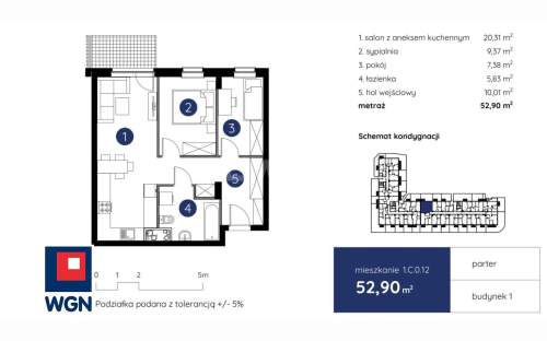 Mieszkanie na sprzedaż, 52,9 m2, Lublin