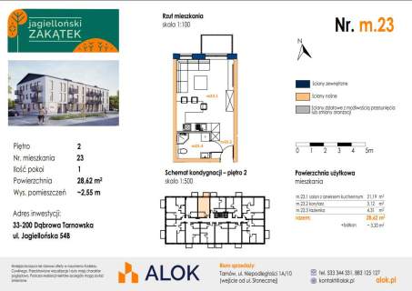 Gotowa kawalerka od zaraz Dąbrowa Tarnowska 28,62 m 2