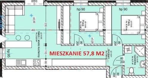 Bezczynszowe 57,80 m2 1 piętro i duży balkon