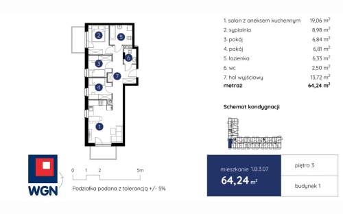 Mieszkanie na sprzedaż, 64,24 m2, Lublin