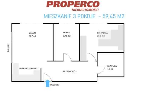Mieszkanie 3 pok, 59 m2, Centrum, ul. Romualda