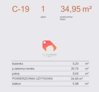 CZYŻKÓWKO 0% prowizji 1 p. /2 pokoje 34,95m2
