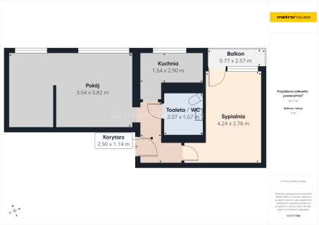Ligota, funkcjonalne 2 pokoje 47,8 m2, z balkonem