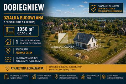 Działka budowlana w pobliżu jeziora Osiek 1056 mkw