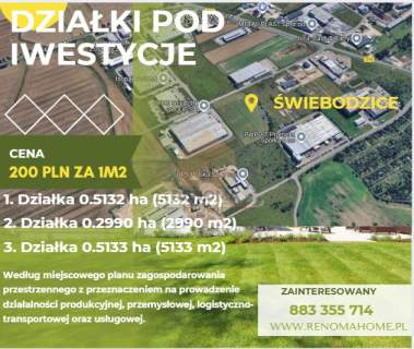 Działki inwestycyjne / 5132 m2 / 5133 m2 / 2990 m2