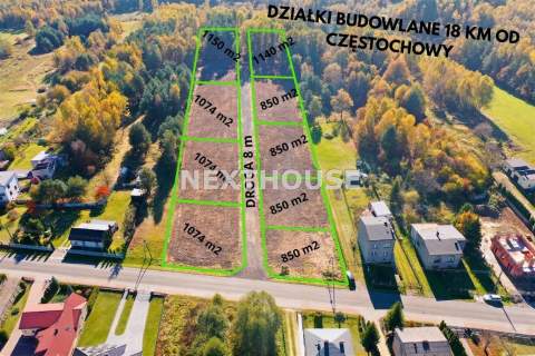 Działki budowlane 850-1150 m2 blisko Częstochowy