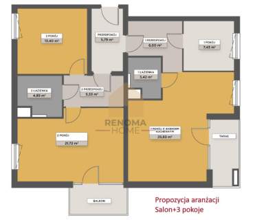 Stare Miasto Salon 3sypialnie balkon parking