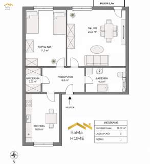 Grzegórzki 2 pokoje balkon parking 56 m 