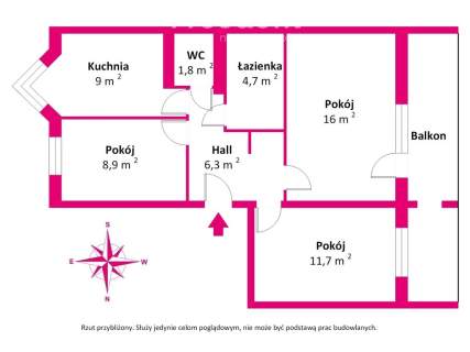Eleganckie 3 pokoje 58 m loggia 2 piętro