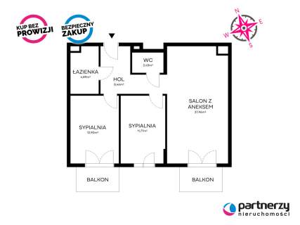 Apartament 68 m Gdańsk ul. Popiełuszki Żurawie