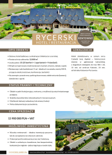 Oferta inwestycyjna dochodowy hotel z gruntem inwestycyjnym
