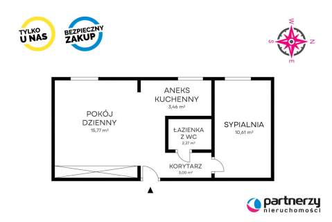 2 pokoje z piwnicą blisko Parku Oruńskiego 