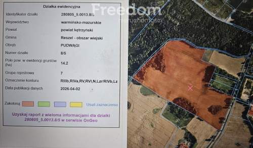 14,2 ha ziemi rolnej 2 działki Pudwągi