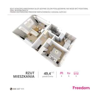 Mieszkanie Giżycko, Kombatantów 6, 49 m2