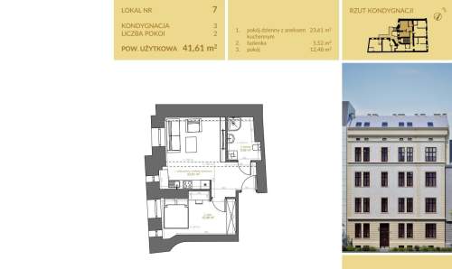 DWA POKOJE - KROWODERSKA - STARE MIASTO, 41,61 M2