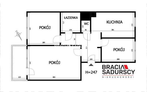 3 pok z widokiem na panoramę miasta.
