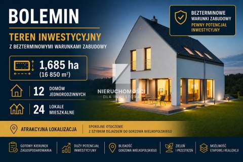 Bolemin, 1,685 ha, WZ, 12 domów jednorodzinnych
