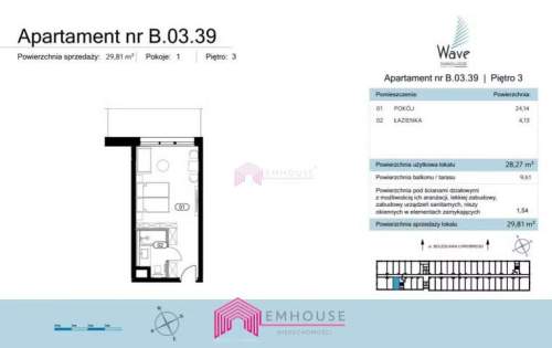 Jednopokojowy apartament z tarasem