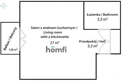 Przestronne studio z balkonem - Myśliwska, Migowo