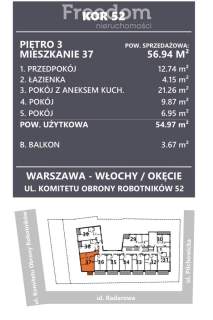 Ciche 3 pokoje z balkonem 55 m Mokotów/Włochy